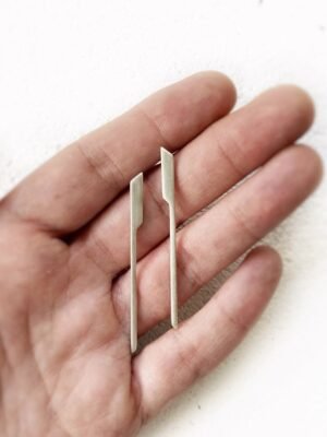 Edgy long stud earrings in sterling silver