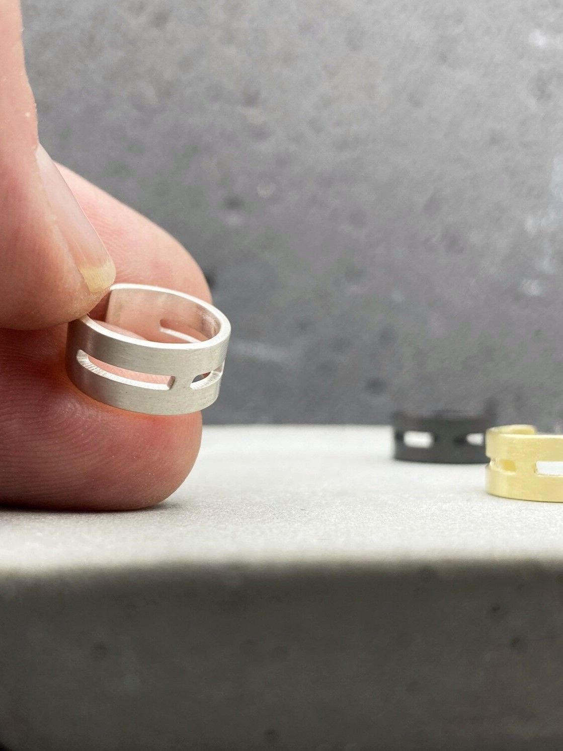 Modern ear cuff in sterling silver