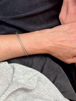 Modern cuff bracelet in oxidized sterling silver