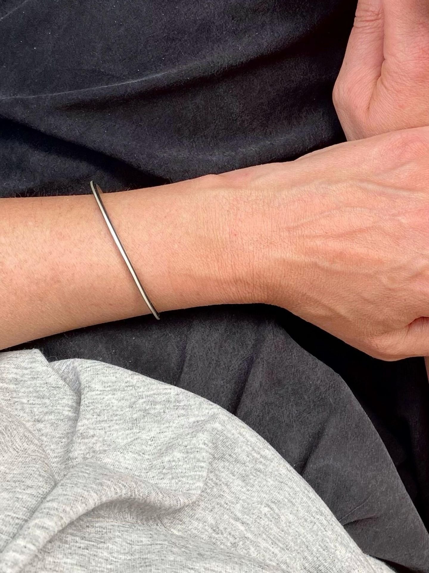 Modern cuff bracelet in oxidized sterling silver