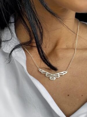 Modern sterling silver necklace in art deco design