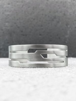 Modern statement cuff bracelet in sterling silver