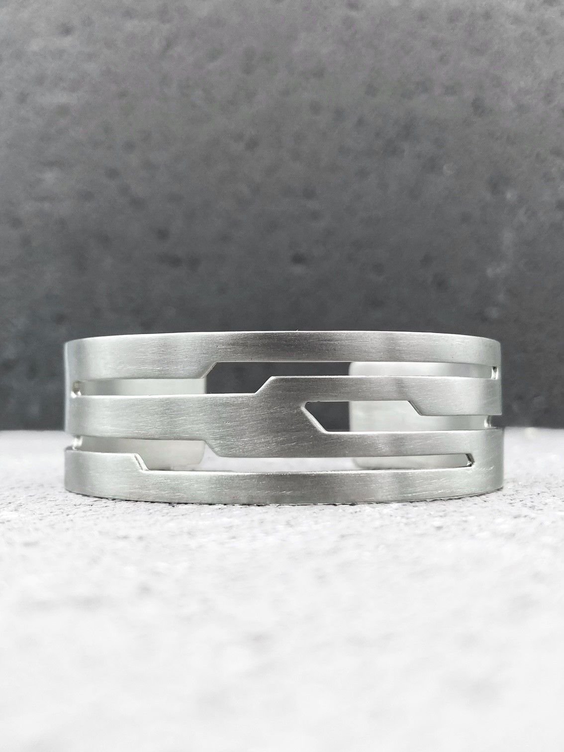 Modern statement cuff bracelet in sterling silver