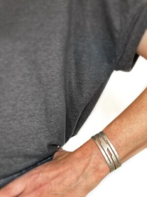 Second image of product: Modern statement cuff bracelet in sterling silver