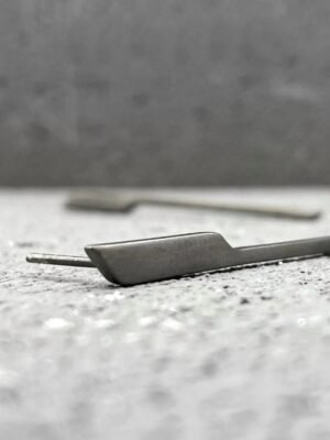 Second image of product: Edgy long stud earrings in black rhodium plated sterling silver