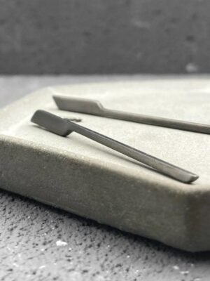 Edgy long stud earrings in black rhodium plated sterling silver