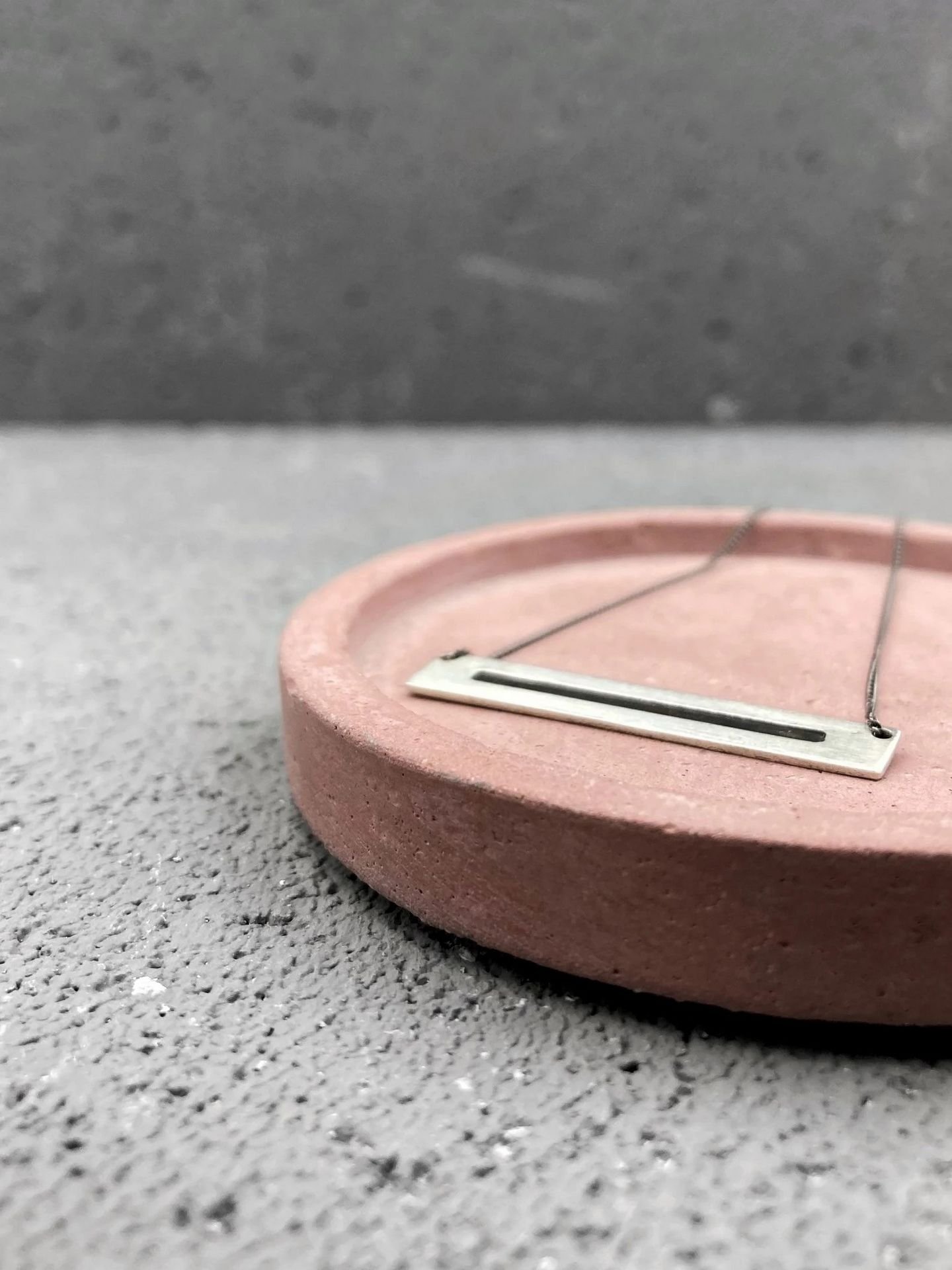 Modern necklace with oxidised details in sterling silver