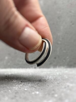 Modern wrap ring in oxidized sterling silver