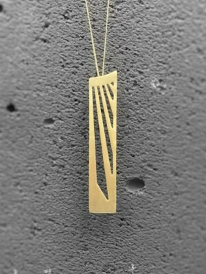 Long geometric pendant necklace in gold plated sterling silver