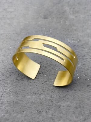 Modern statement cuff bracelet in gold plated sterling silver