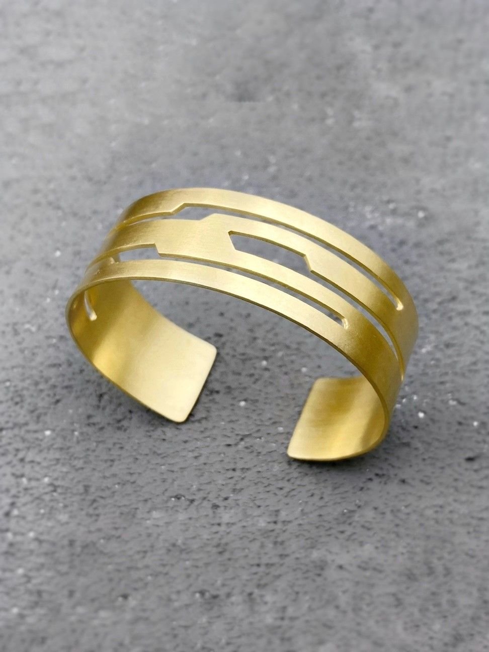 Modern statement cuff bracelet in gold plated sterling silver