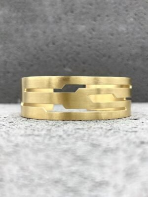 Second image of product: Modern statement cuff bracelet in gold plated sterling silver