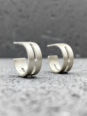 Small geometric hoop earrings in sterling silver