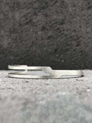 Minimalist geometric cuff bracelet in sterling silver