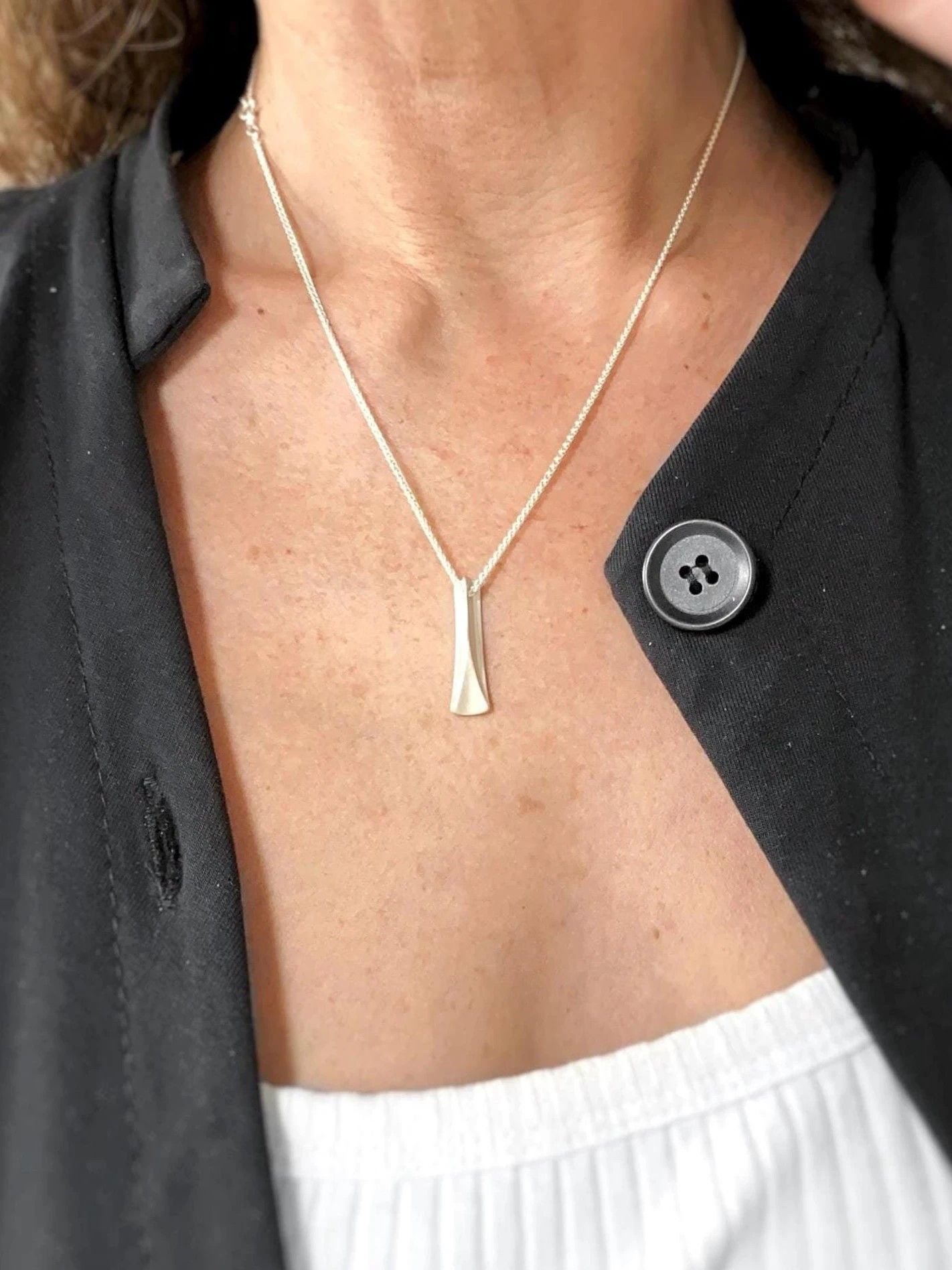 Chunky pendant necklace in sterling silver