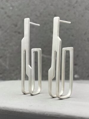 Sterling silver stud earrings in architectural design