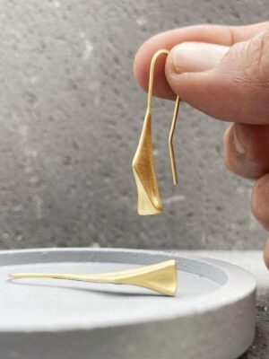 Modern sculpted threader earrings in gold plated sterling silver