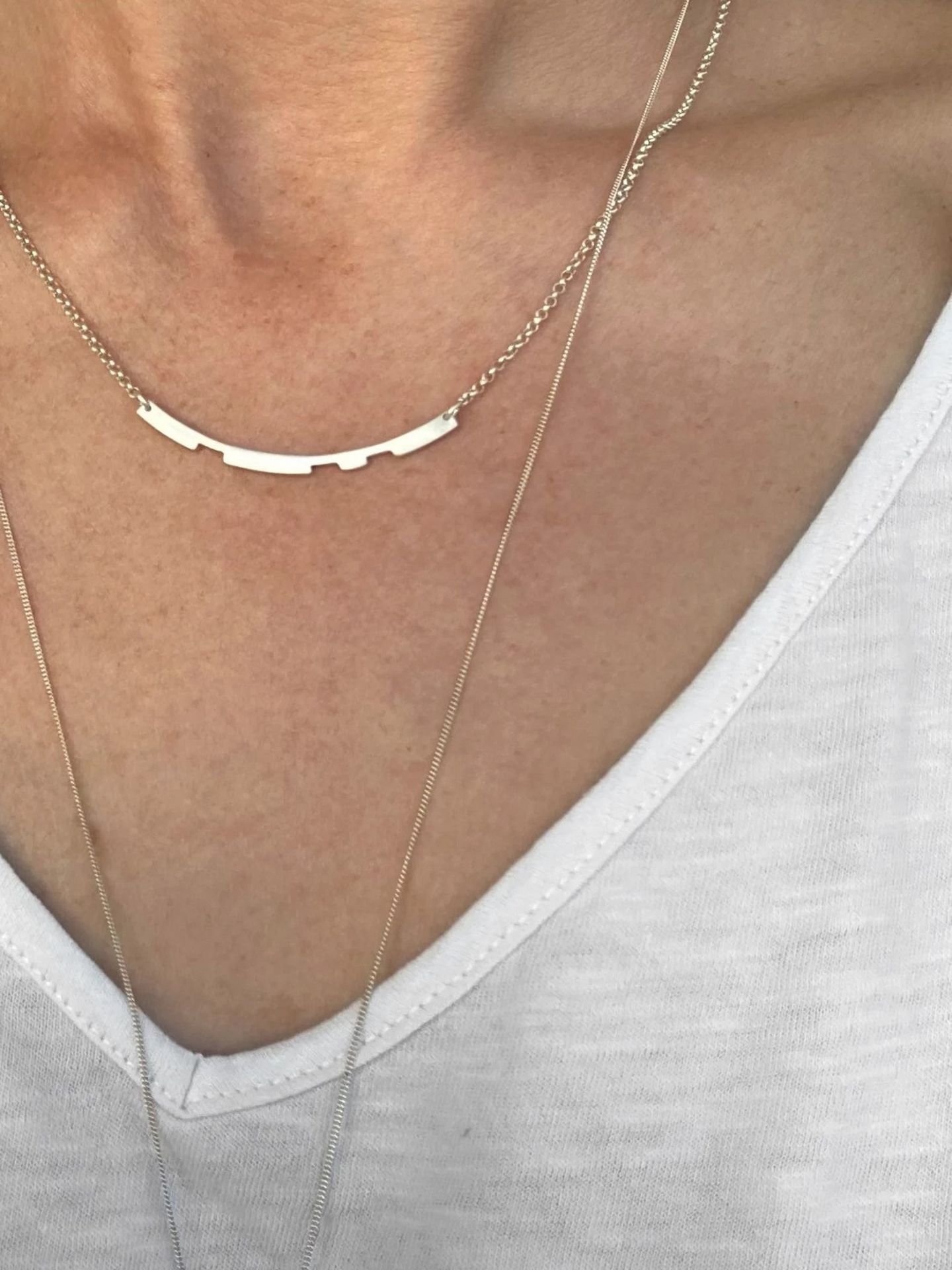 Asymmetrical minimalist necklace in sterling silver