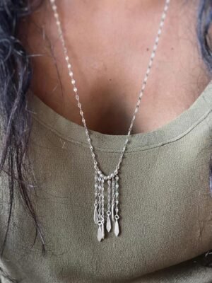 Long boho necklace in sterling silver