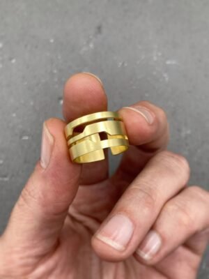 Second image of product: Modern geometric cuff ring in gold plated sterling silver