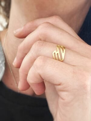 Second image of product: Elegant gold plated sterling silver ring in geometric design