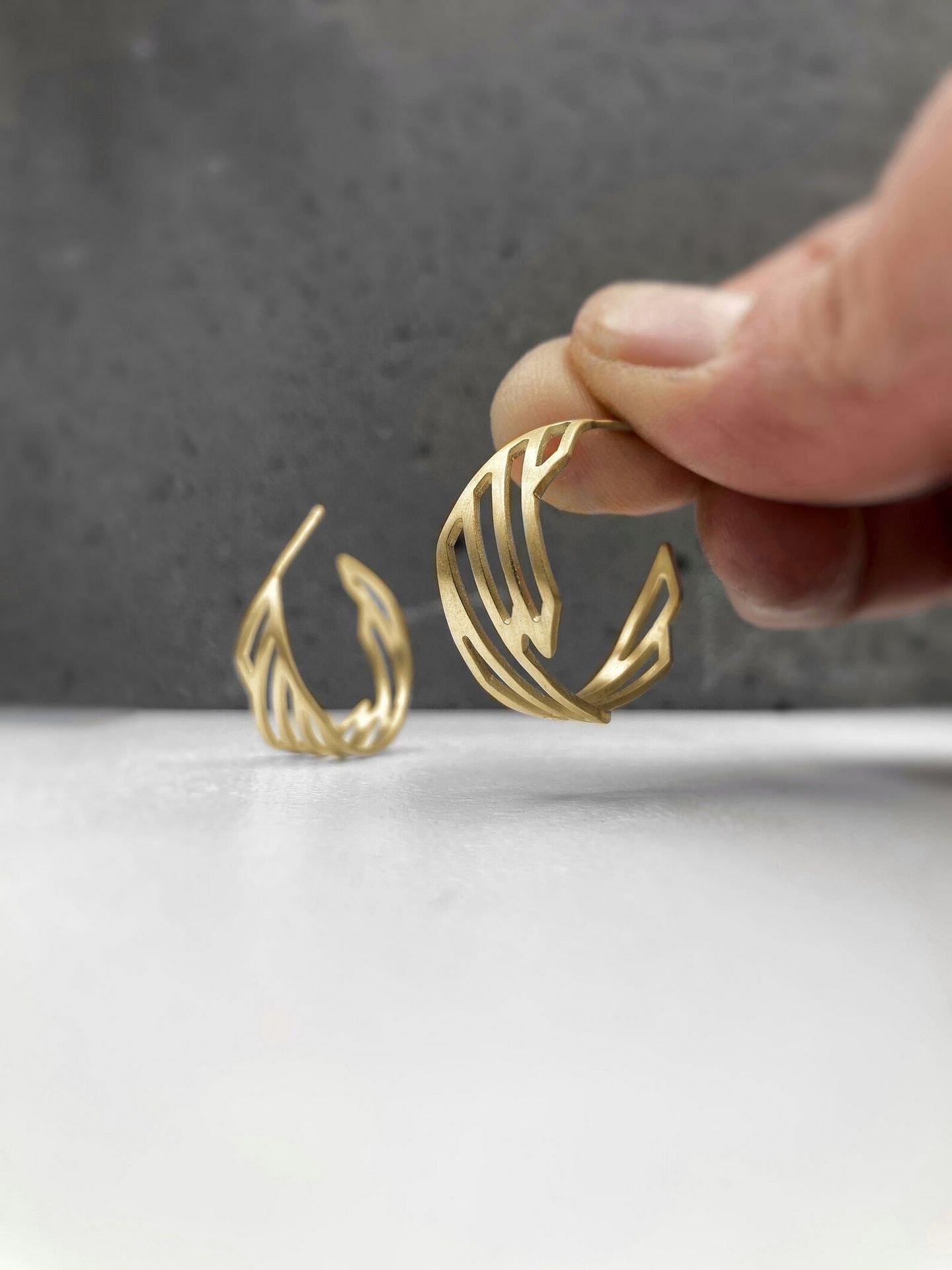 Elegant gold plated sterling silver hoops in geometric design