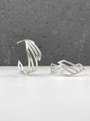 Elegant sterling silver hoops in geometric design