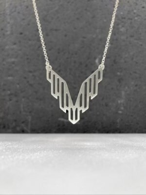 Second image of product: Modern sterling silver necklace in art deco design