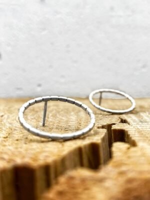 Minimalist round stud earrings in sterling silver