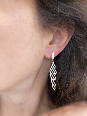 Second image of product: Asymmetrical sterling silver dangle earrings