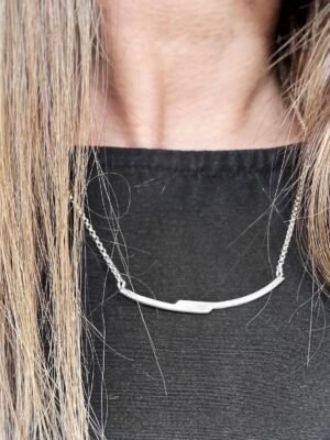 Asymmetrical modern necklace in sterling silver