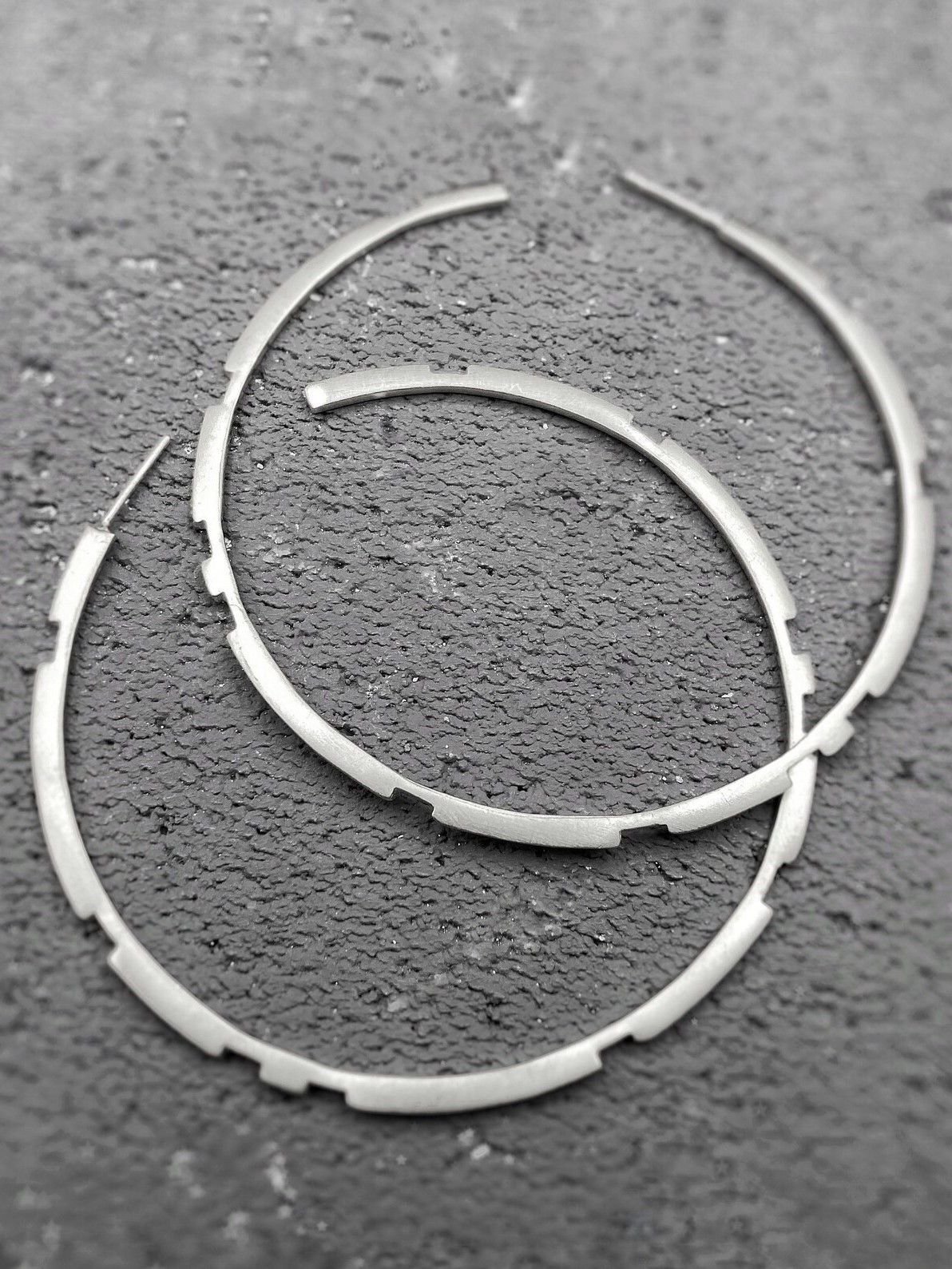 Large statement hoop earrings in sterling silver