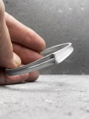 Second image of product: Asymmetrical modern cuff bracelet in sterling silver