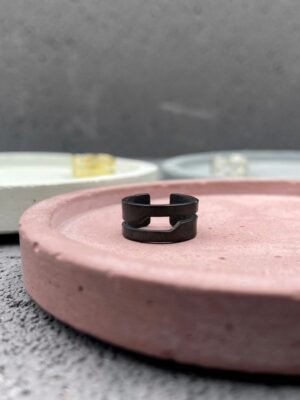 Geometric oxidised geometric ear cuff in sterling silver