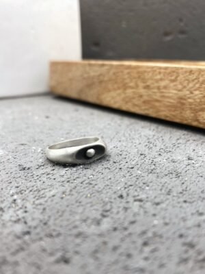 Evil eye ring in oxidized sterling silver