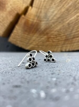 Seeds triangle earrings in oxidised sterling silver