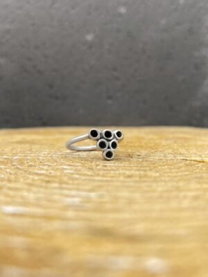 Seeds triangle ring in oxidised sterling silver