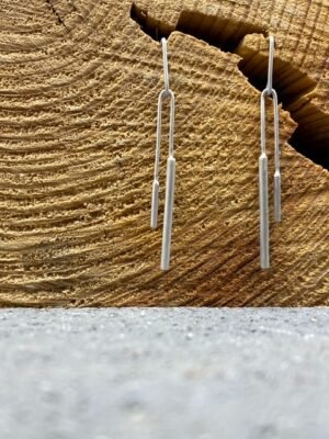 Daintly long dangle earrings in sterling silver