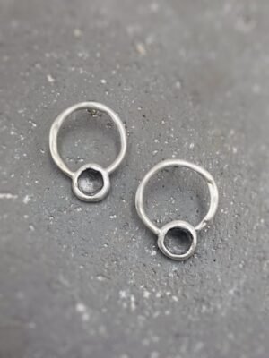 Forms round oxidised organic stud earrings in sterling silver