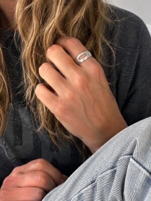 Forms Chunky double line ring in sterling silver