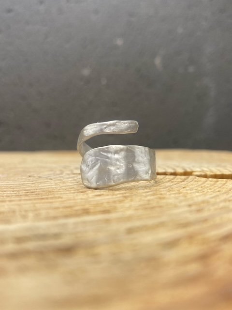 Raw textured wrap ring in sterling silver - Image 2