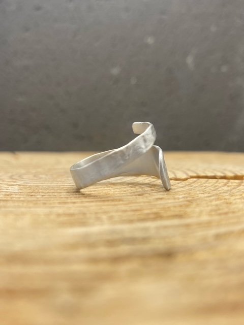 Raw textured wrap ring in sterling silver - Image 6