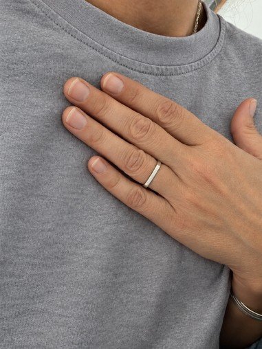 Stackable geometric ring in sterling silver - Image 4